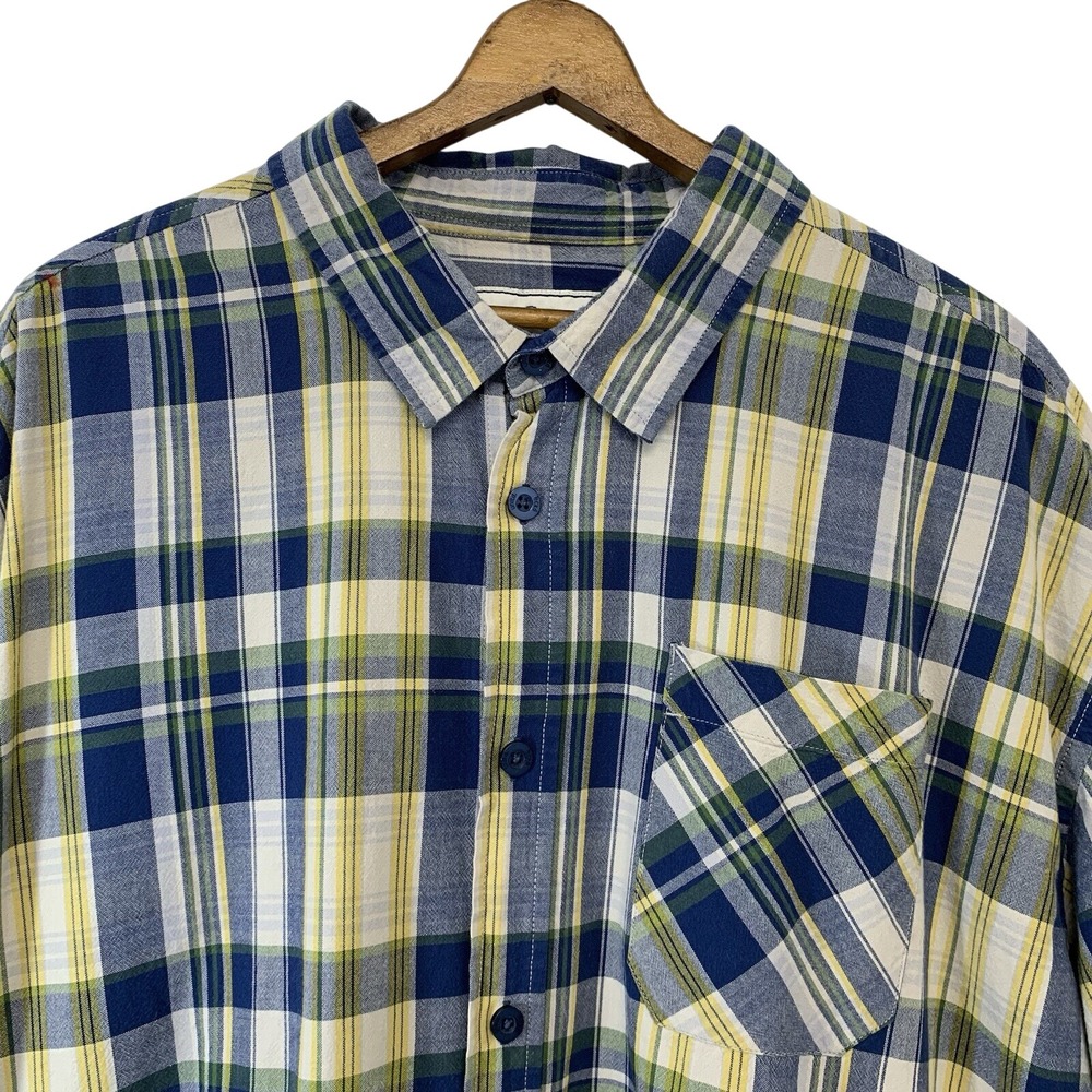 Ecko Unltd Mens 4XB Blue Plaid Button Up Shirt Long Sleeve‎ 100% Cotton Retro